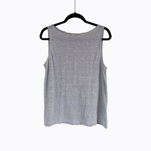 Eileen Fisher Striped Organic Linen Top L 90s Minimalist CBK Coastal Chic Luxury